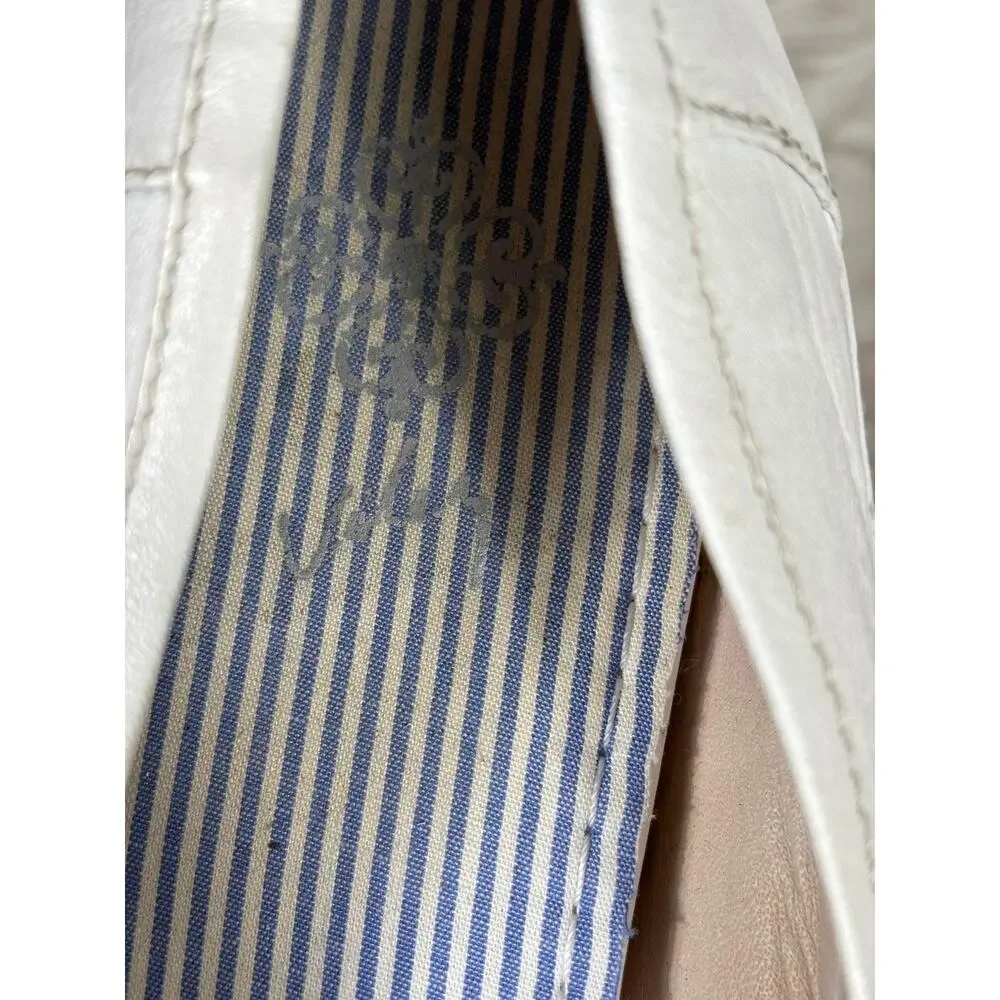 Velez Shoes Womens Size 9 White Leather Lace Up Casual Sneakers Flats Boat Style